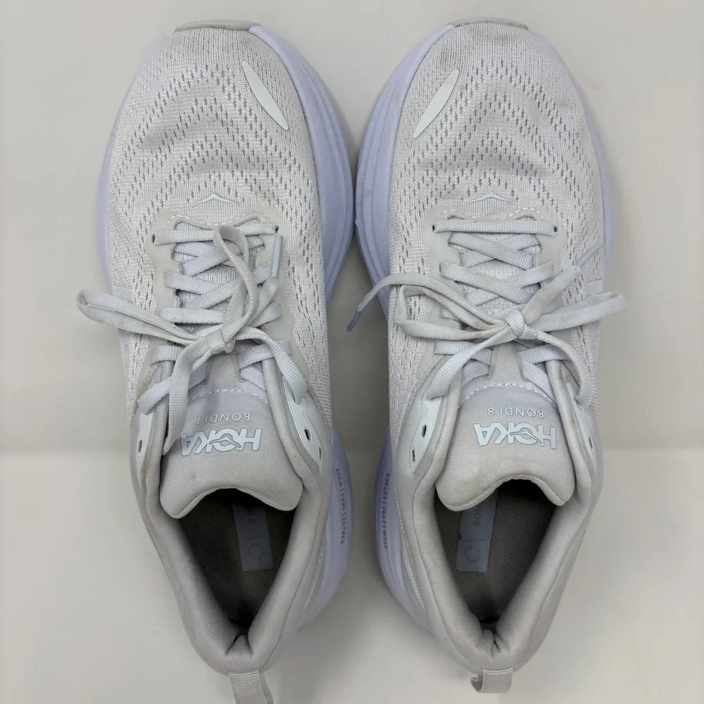 Hoka Bondi 8 Women's Size 9 White Athletic Running Shoes (1127952 WWH)
